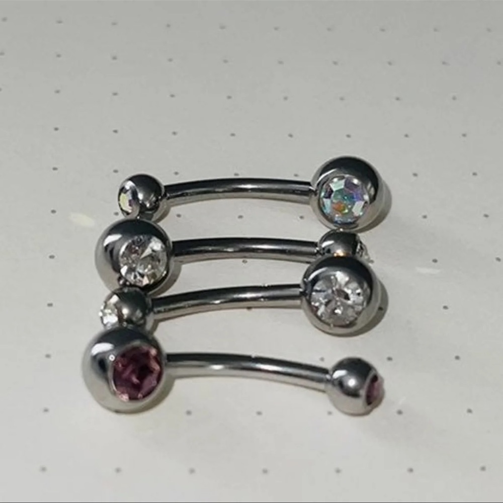 Set of Four 14g Jeweled Stainless Steel Belly Rings with 6mm/4mm Balls